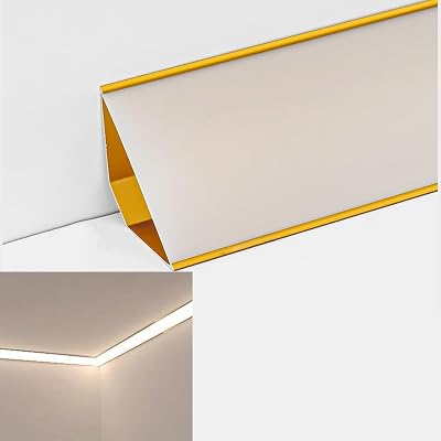 Aluminum LED Strip Diffuser for Ceiling Wall Floor, Crown Molding Lighting for BedroomCabinetStaircase, Waterproof LED Channel for KitchenBathroomGold,300m984ft