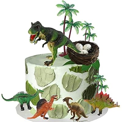 Dinosaur Cake Toppers with Dinosaur Eggs Leaves Trees Cake Decorations for Birthday Party Dinosaur Theme Party