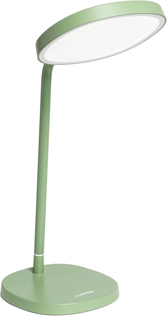 Lumie Task - 10,000 Lux Adjustable Bright Light Therapy Desk Lamp for Mood and Energy Boost and Winter Blues Relief, Crystal Clear Illumination and Maximum Visual Comfort - Sage Green