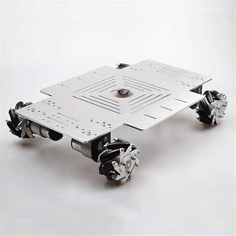 Moebius 4WD Mecanum Wheel Robot Car Chassis Kit Aluminum Robot Platform Large Load with 4pcs DC Motor for Arduino / STM32 DIY Educational Project (Silver)