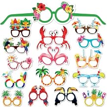 Funny Photo Booth Props - Tropical Themed Glasses - 32 pc - Super Colorful Fun Party Accessories - Cool Photography Props for Selfie Station - Hawaiian Luau Theme - Decorations Supply - by PixiPy