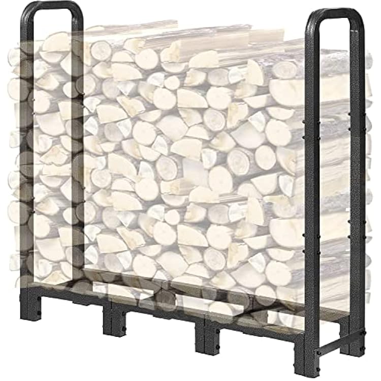 TMEE 1.4ft-4ft Firewood Rack, Firewood Rack Outdoor Indoor,Upgraded Adjustable Heavy Duty Wood Rack,Firewood Wood Storage for Outdoor Patio Black