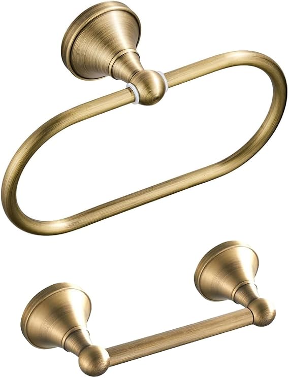 Antique Brass Oval Towel Ring and Toilt Paper Holder for Bathroom Kitchen Accessories Wall Mounted