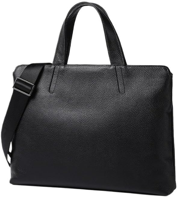 Men's Casual Black Handbag Top Layer of Cowhide Computer Bag Large Capacity Briefcase
