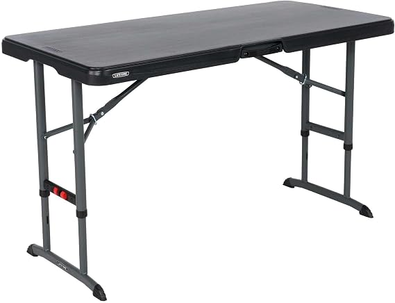 LIFETIME 4-Foot Commercial Adjustable Folding Table, Black