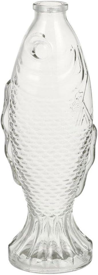 Zerodeko Fish Shaped Glass Bottle, Decorative Drift Bottle Vase, Fish Shaped Container for Home Decoration for Table Decoration Flowers and Plants, 26X10CM, Transparent