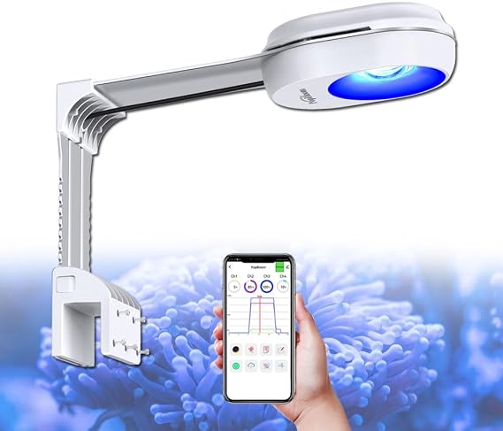 PopBloom 60W Aquarium LED Light Full Spectrum Saltwater Fish Light Aquarium Reef Led Lighting, Samrt App Control for 20inch Marine Coral Tank