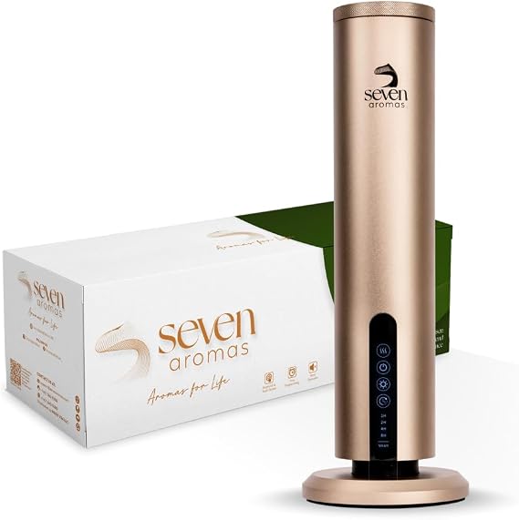 Waterless Essential Oil Scent Machine for Home & Large Rooms - Hotel Collection Aroma Diffuser with Cold Air Technology, Smart Bluetooth Control, 1200 Sq Ft Coverage for Home, Office & Spa - Gold