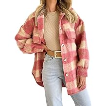Women's Plaid Mohair Coat Button Down Long Sleeve Woolen Thick Plush Jacket Warm Lapel Collar Fall Winter Coat Outerwear