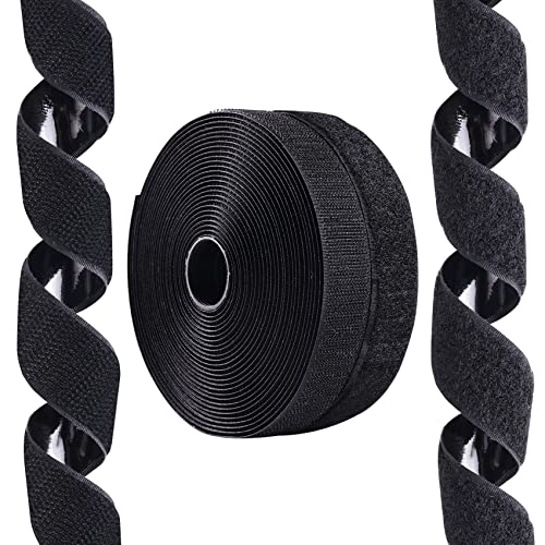 1 Inch x 27 Feet Hook and Loop Tape Sticky Back Fastener Roll, Nylon Self Adhesive Heavy Duty Strips Fastener for Home Office School Car and Crafting Organization