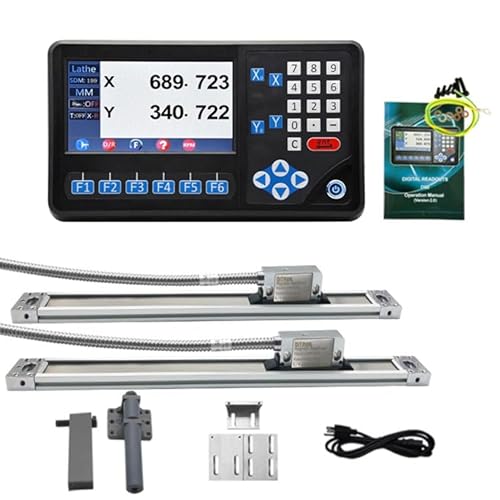 2Axis LCD DRO Multi-Function Digital Readout Display, 8x60 5um Magnetic Scales EIA-422 Output IP67 DIY OEM Encoder Sensor for Lathe Milling Bridgeport Knee Mill 220mmx1520mm