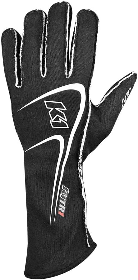 K1 Track 1 Adult Nomex Auto Racing Gloves - SFI 3.3/5 - Black - Small