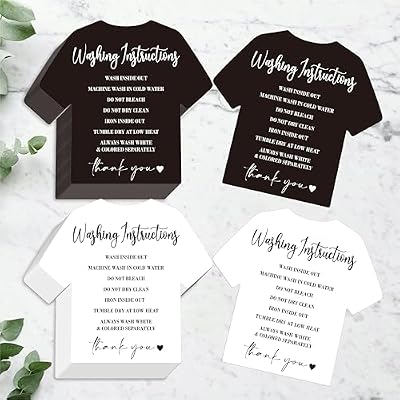 200 PCS Washing Instruction Cards, Clothes T Shirt Cleaning Care Instruction Insert Customer Direction Card for Small Business Packaging Online Shop Owner 3.5 x 3.4, Black & White