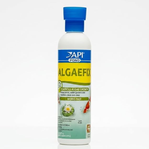 API POND ALGAEFIX (8 fl oz) Pond Algae Control - Copper Free - Clean, Clear Water - Up to 2400 Gallons - Safe for Fish & Plants - Water Gardens & Fountains - Natural Active Ingredient - EPA-Registered | Pond Algae Control, Copper Free, Up to 2400 Gallons, Safe for Fish & Plants, Water Gardens & Fountains, EPA-Registered