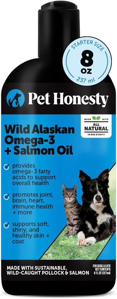 Pet Honesty Vet Recommended Salmon Oil for Dogs and Cats, 8oz
