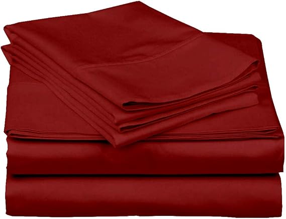 Twin XL Sheet Set-4 Piece Sheets-College Dorm Room Bed Sheets- Twin XL Sheet Set-College Dorm Size- Deep Bed Sheets Pockets - Twin Extra Long Sheets for Twin XL Mattress - 15"Drop-Burgundy Solid)