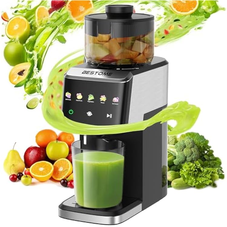Cold Press Juicer, 5.12 Wide Feed Chute Juice Extractor Machine, Slow Masticating Juicer with Quiet Motor, High Juice Yield, BPA-Free, Juice Maker for Whole Fruits, Vegetables & Leafy Greens