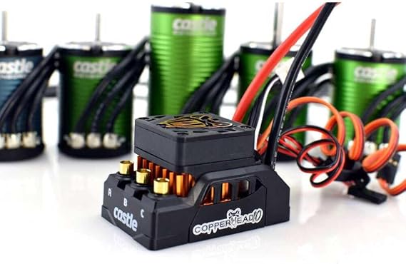 Castle Creations 1/10 Copperhead 1406-7700Kv Sensored Brushless ESC/Motor Combo, CSE10016604, Black, Green