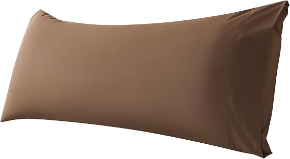 WhatsBedding Body Pillow Cover Cotton Fabric, Long Pillowcase Breathable & Skin-Friendly, Envelope Closure - Coffee (20x54 inch)