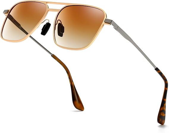 SUNGAIT Flat Square Aviator Sunglasses for Men Women Old School Vintage Style Metal Frame Polarized UV400 Lens
