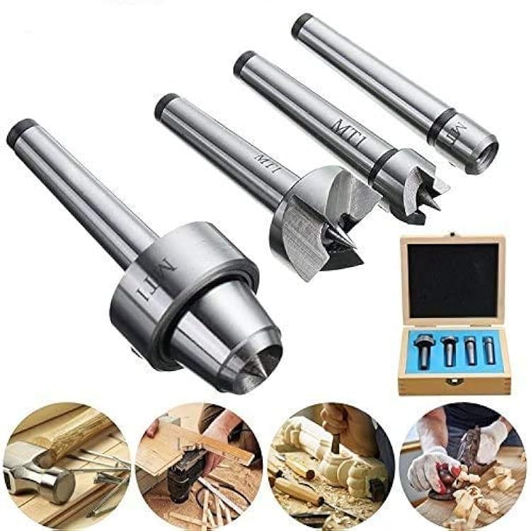 Pack of 4Pcs MT1 Wood Lathe Live Center  Drive Spur Cup Arbor with Wood Case