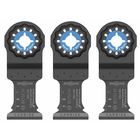BOSCH 1-1/4 Inch OSL114C-3 Starlock Carbide Plunge Cut Blade 3-Pack - Professional Oscillating Multi-Tool Accessory with 3D Fit Interface, 30X Longer Life, Compatible with OIS Tools