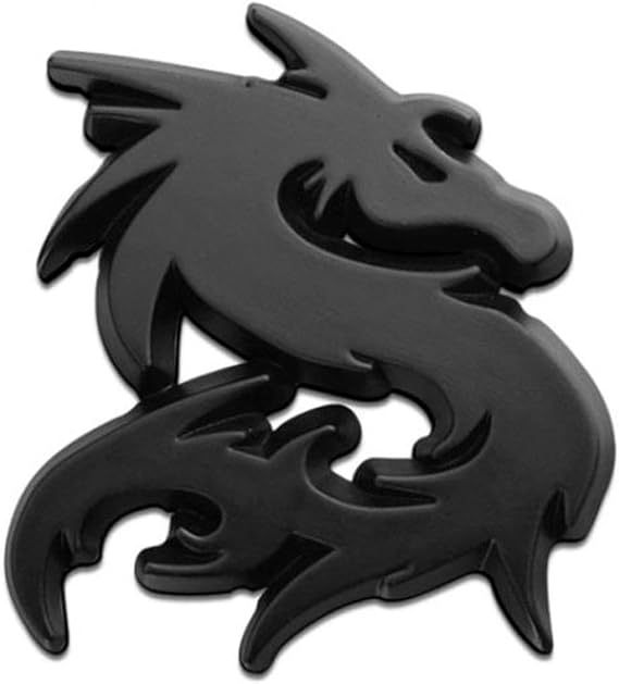 3D Dragon Metal Car Sticker for Auto Car Motorcycle Logo Badge Emblem Tail Decals,Black-A