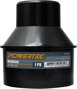 POWERTEC 70136 4" to 2-1/2" Cone Reducer, Dust Collection Fittings for Dust Collection Hose to Hose Connection