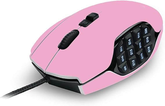 MightySkins Skin Compatible with Logitech G600 MMO Gaming Mouse - Solid Pink | Protective, Durable, and Unique Vinyl Decal wrap Cover | Easy to Apply, Remove, and Change Styles | Made in The USA