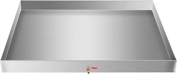 Washing Machine Pan 18 GA Thickness 304 Stainless Steel Heavy Duty Compact Washer Drip Tray with Drain Hole & Hose Adapter(32 x 32 x 2.5 Inch)
