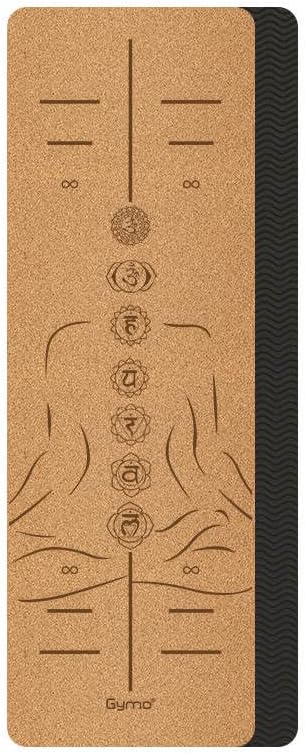 Gymo Pro Series Sembol Hizalamalı 5mm Doğal Mantar Cork Yoga Matı Pilates Minderi