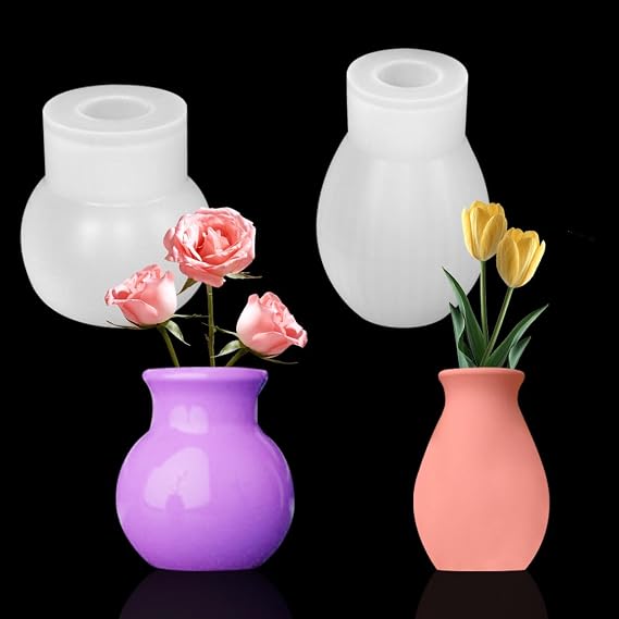 2 Pieces Vase Resin Moulds Silicone Set, Candle Holder Resin Molds, 8 Style Vase Resin Casting DIY Making Handmade Home Display Decor Crafts for Epoxy Resin (A-4pcs)