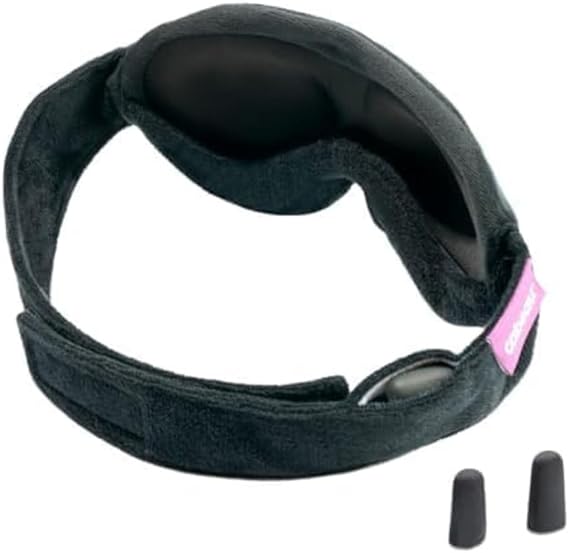 Cabeau Midnight Magic Sleep Mask Adjust Padded Nose Strip to Block or Blackout Light - for Home and Travel - Soft Plush Fabric Eye Liners Keep Fabric Away from Eyelids - Memory Foam Earplugs
