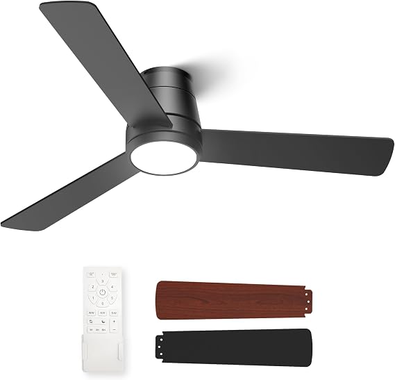 Flush Mount Ceiling Fans with Lights and Remote 46 inch