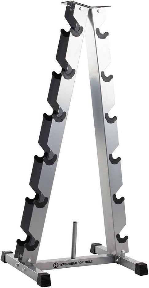 Hyperwear Vertical A-Frame Compact Dumbbell Storage Rack Holds 6 Pairs for Home Gym, Garage Gym or Health Club