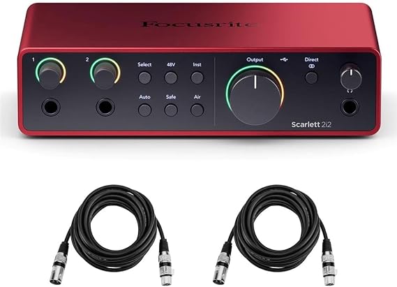 Focusrite Scarlett 2i2 Gen 3 2x2 USB Audio Interface with Headphones and 2 XLR Cables 4 Items