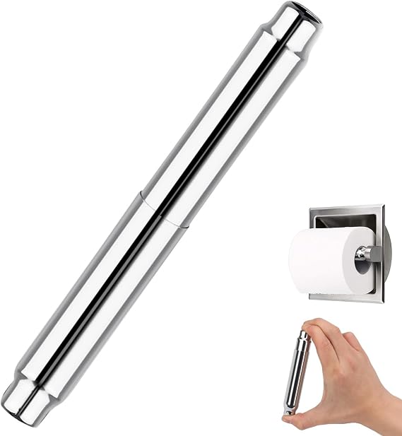 Toilet Paper Holder Roller Replacement, Stainless Steel Toilet Paper Roller Spring Loaded Toilet Paper Holder Replacement Rod, Chrome