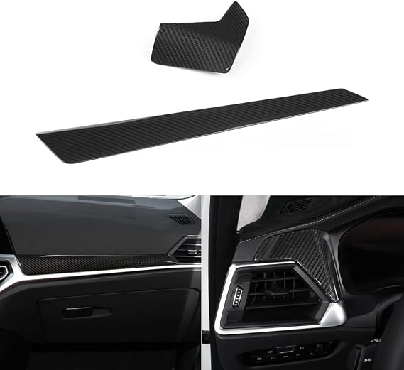 JSWAN Carbon Fiber Center Console Dashboard Panel Trim Cover for BMW 3 4 Series G20 G22 G21 G82 G42 330i 325i 430i 425i 225i M4 (LHD) Dashboard Lid Stripe Cover (2pcs Carbon Fiber)