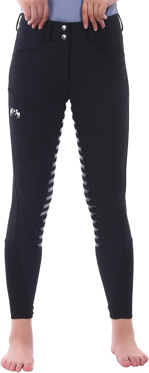 Equine Couture Ladies Techno Extended Knee Patch Breeches- Black- 24