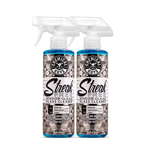 Chemical Guys Glass Cleaner Streak Free Window Spray - Works on Glass, Mirrors, Screens - Ammonia-Free, Safe on Tinted Windows, Car Windshield Cleaner for Trucks, SUVs, Home - 16 oz Pack of 2