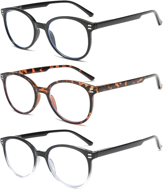 Unisex Reading Glasses - Classic Round Frame with Spring Hinge, Vintage Computer Readers for Men & Women