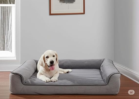 viscopet Premium Sofa Block Sunger Flame Zipper Washable Dog Bed (Medium, Gri+Fume)