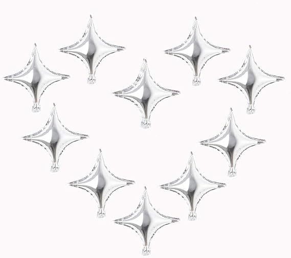 50 pcs 10 Inch Star Foil Balloons, Silver Star Foil Balloons Pink Party Mylar Balloon for Baby Shower Wedding Birthday Decoration