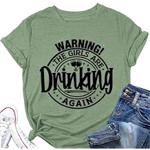 YourTops Warning The Girls are Drinking Again T-Shirt Day Drinking Shirt for Women