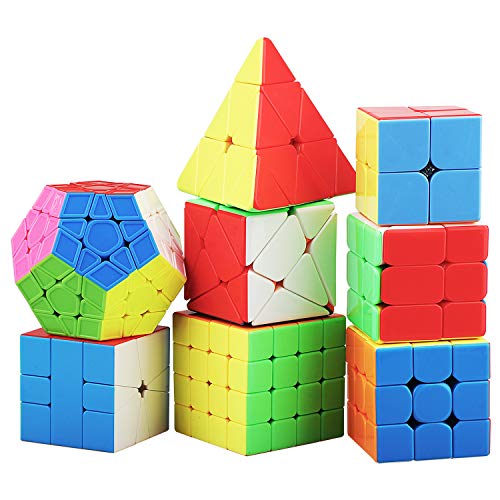 STEAM Life Speed Cube Set 8 Pack Magic Cube | Includes 3x3, 2x2, 4x4 Speed Cube, Pyramid Cube, Megaminx Cube Bundle Collection Cube Toys for Kids & Adults