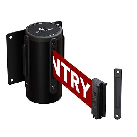 Crowd Control Warehouse Fixed Wall Mount Retractable Belt Barrier, 11 Ft