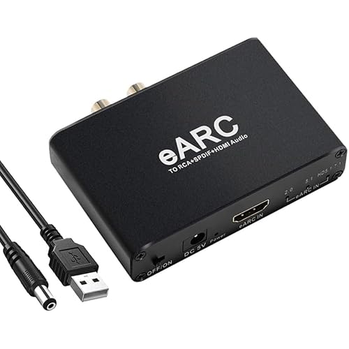 XIHAMA eARC to RCASPDIFHDMI Audio Converter - eARC & ARC Supports, RCA 3.5mm Converter, 24bit192KHz Audio Sampling Rate, HD 5.1 & 7.1 Channels, ARC Audio Return