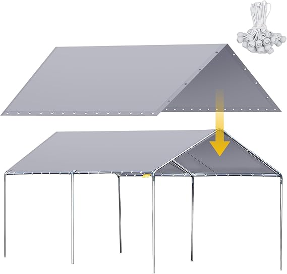 10 x 20 ft Heavy Duty Canopy Replacement Top Waterproof, Grey