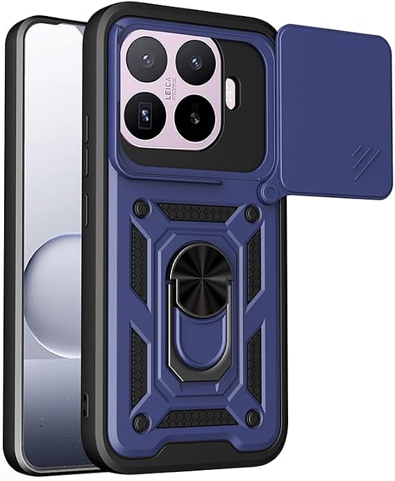 Xiaomi Mi 17T Pro ile Uyumlu Kılıf Zırhlı Standlı Sürgülü Kamera Korumalı Zırhlı Tam Koruma Sürgülü Vega Kapak, Tam Uyumlu, Tank Kapak - Lacivert