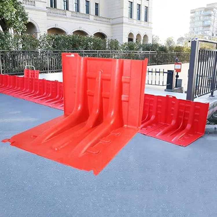 Flood Protection Barrier, L-Shaped ABS Flood Barriers for Home, Reusable Water Barriers for Flooding Suitable for Garage Door Basement Dam 5